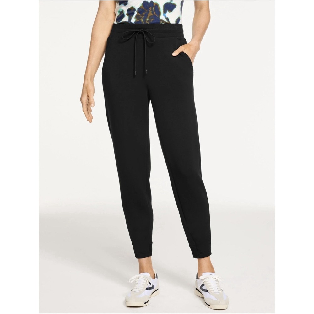 T by‎ Talbots AirKnit Stretch Jogger Pants Size Large Black Drawstring NWT